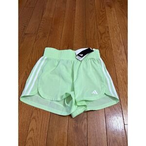 New Women's Adidas Pacer Training 3 stripe shorts semi green spark XS $30